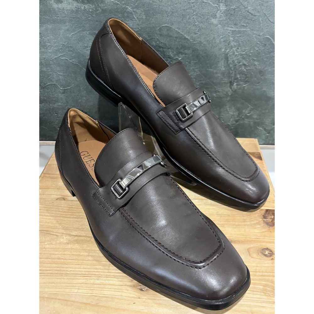 GUESS Shoes Mens Size 11 Brown Loafers Dress Slip On Square‎ Toe Bit GMHERSAL